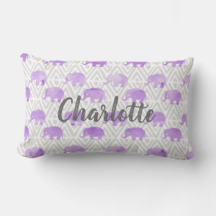Watercolor Elephant Shibori Primitive Chevron Lumbar Pillow