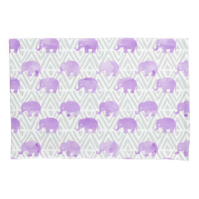 Watercolor Elephant Shibori Primitive Chevron Pillowcase (Front)