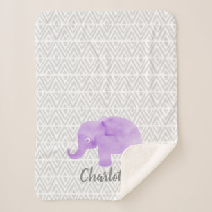Watercolor Elephant Shibori Primitive Chevron Sherpa Blanket