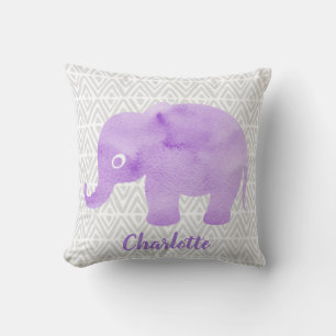 Watercolor Elephant Shibori Primitive Chevron Throw Pillow