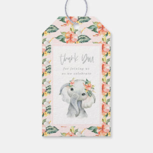 Watercolor elephant thank you birthday party gift tags