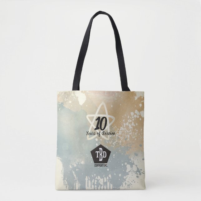 Watercolor employee milestone anniversary tote bag (Front)