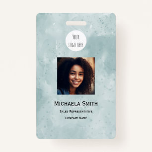 Watercolor Employee Photo Company Logo Security Badge