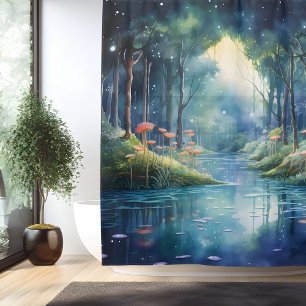 Watercolor Enchanted Forest Lake