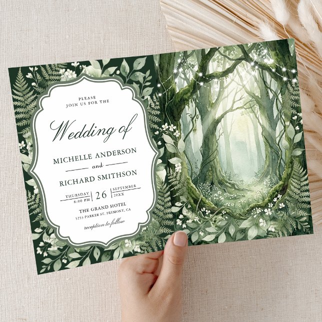 Watercolor Enchanted Forest QR Code Wedding Invitation (Creator Uploaded)