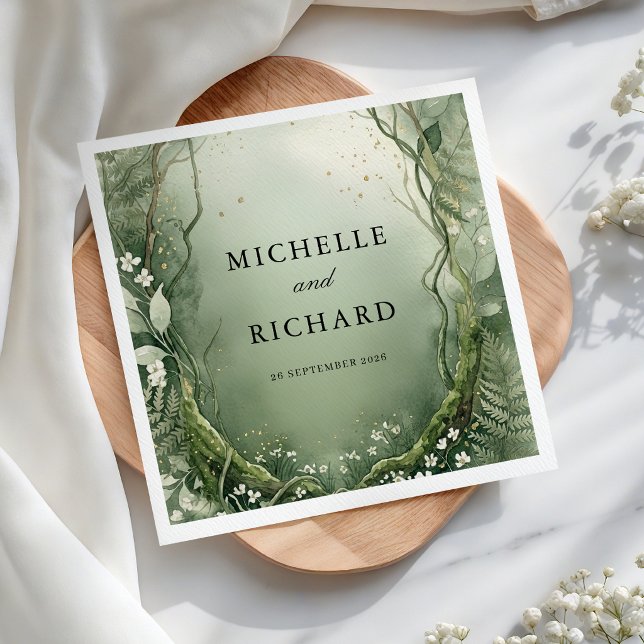 Watercolor Enchanted Forest Wedding Napkin (Creator Uploaded)