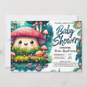 Watercolor Enchantment Mushroom Magic Baby Shower Invitation