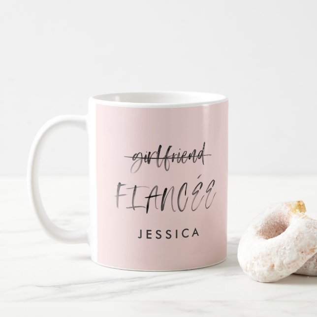 watercolor engagement announcement design coffee mug (With Donut)