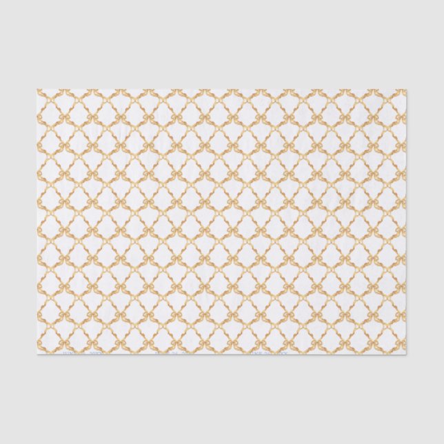 Watercolor English Manor Gold Bow Wedding Tissue Paper (Front)
