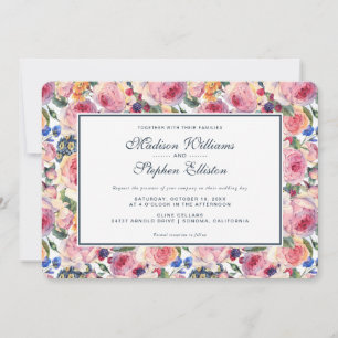 Watercolor   English Roses - Wedding Invitation