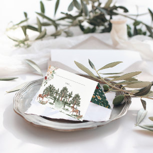 Watercolor Equestrian Floral Wedding Place Card