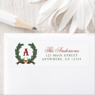 Watercolor Equestrian Laurel Wreath Monogram
