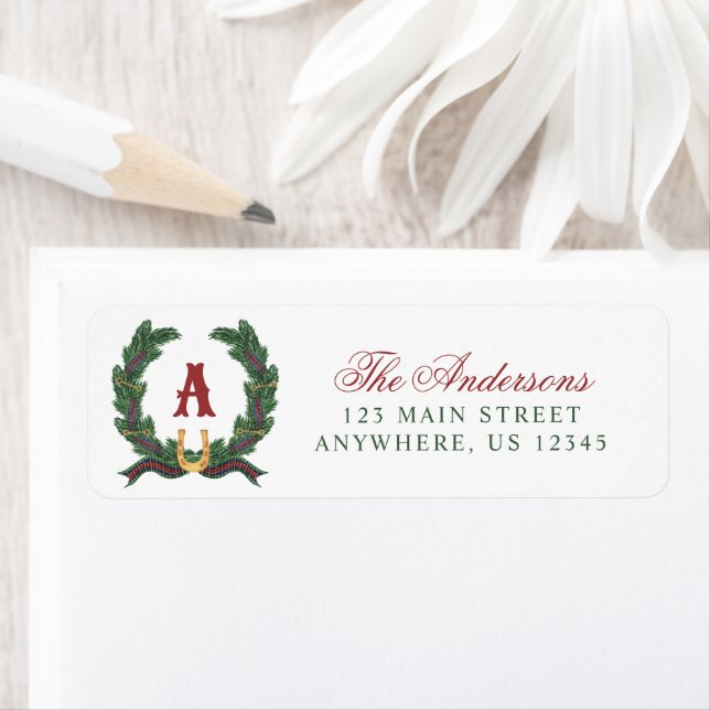 Watercolor Equestrian Laurel Wreath Monogram (Insitu)