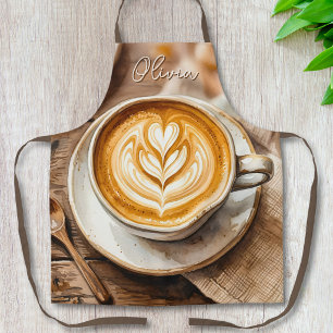 Watercolor Espresso Cup Cozy Latte Art Apron