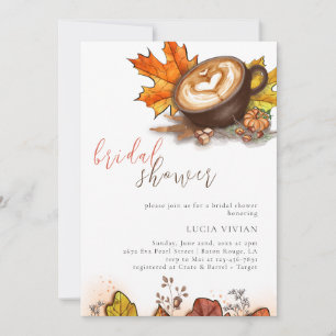 Watercolor Espresso Love Is Brewing Bridal Shower Invitation