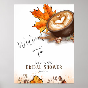 Watercolor Espresso Love Is Brewing Bridal Welcome Poster