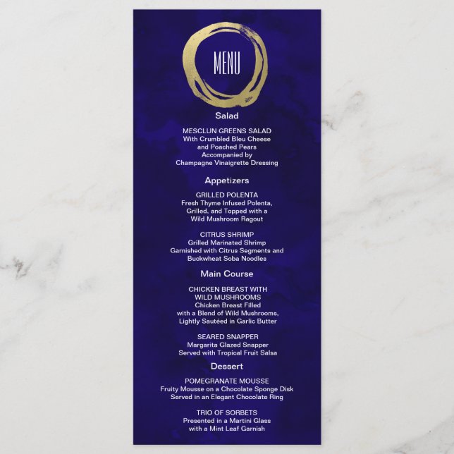 Watercolor et Gold Modern Custom Menu (Devant)