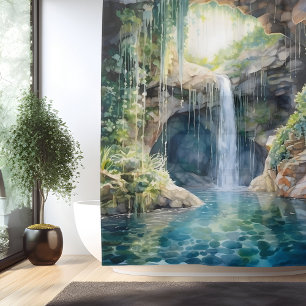 Watercolor Ethereal Waterfall Grotto