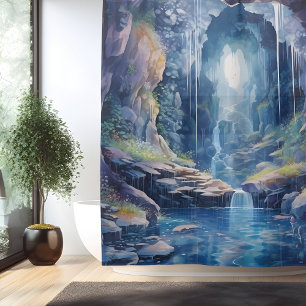 Watercolor Ethereal Waterfall Grotto