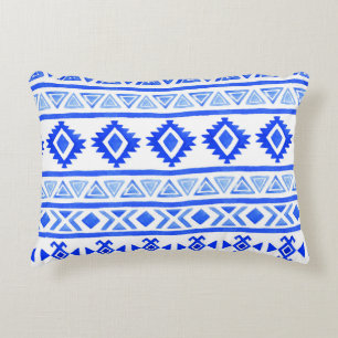 Watercolor ethnic Aztec, geometric pattern. Accent Pillow
