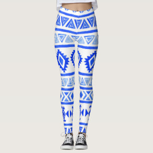 Watercolor ethnic Aztec, geometric pattern. Leggings