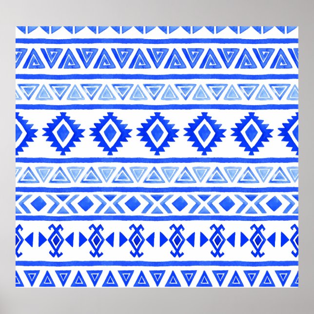 Watercolor ethnic Aztec, geometric pattern. Poster (Front)