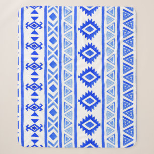 Watercolor ethnic Aztec, geometric pattern. Sherpa Blanket