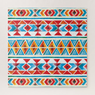 Watercolor ethnic geometric pattern. jigsaw puzzle