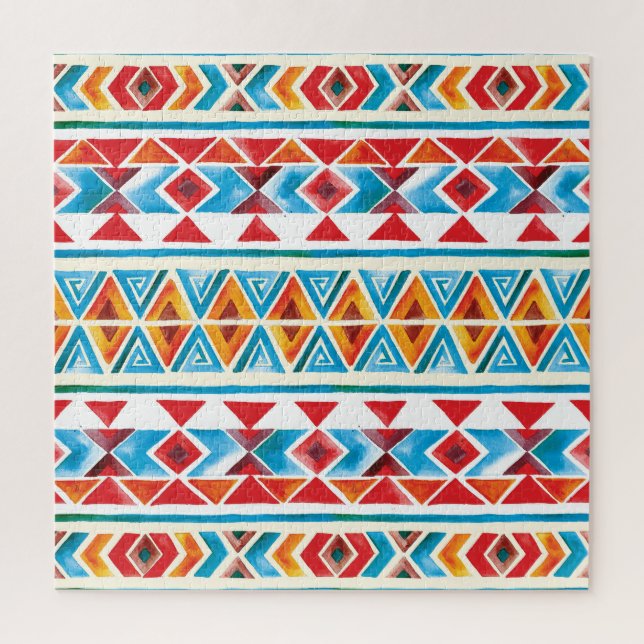 Watercolor ethnic geometric pattern. jigsaw puzzle (Vertical)
