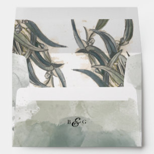 Watercolor Eucalyptus 5x7 Wedding Invitation Envelope