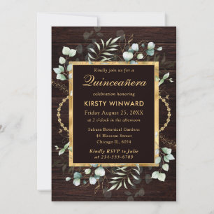 Watercolor Eucalyptus and Greenery Quinceanera Invitation