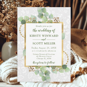 Watercolor Eucalyptus and Greenery Wedding Invitation