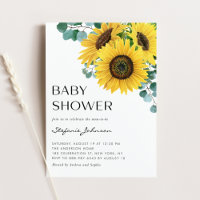 Watercolor Eucalyptus and Sunflowers Baby Shower