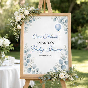Watercolor Eucalyptus Baby Shower Welcome Sign