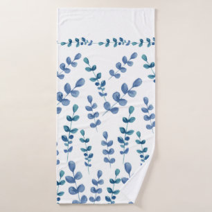 Watercolor Eucalyptus Botanical Greenery Shower Cu Bath Towel