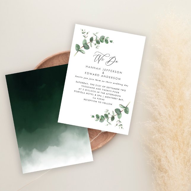 Watercolor Eucalyptus botanical modern elegant Invitation (Creator Uploaded)