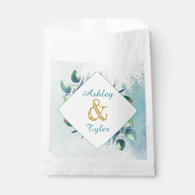 Watercolor Eucalyptus Botanical Wedding   Favour Bag (Front)