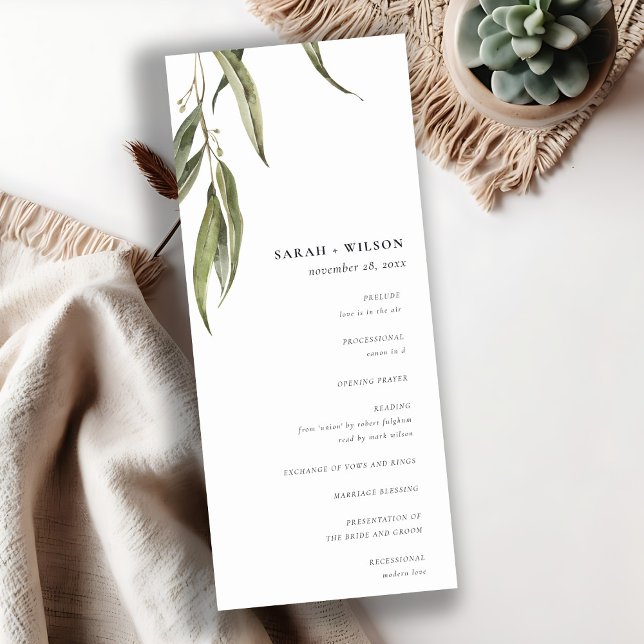 Watercolor Eucalyptus Botanical Wedding Program (Creator Uploaded)