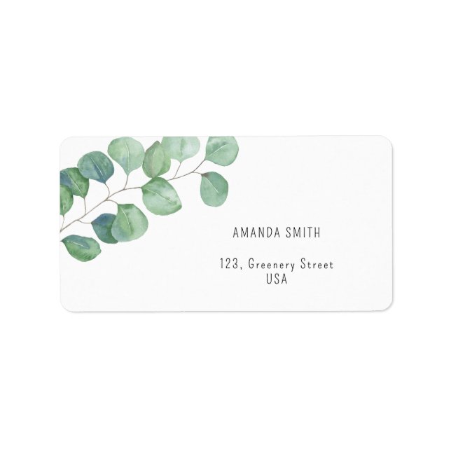 Watercolor Eucalyptus branch  Label (Front)