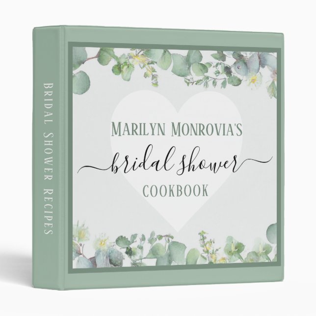 Watercolor Eucalyptus Bridal Shower Custom Binder (Front/Spine)