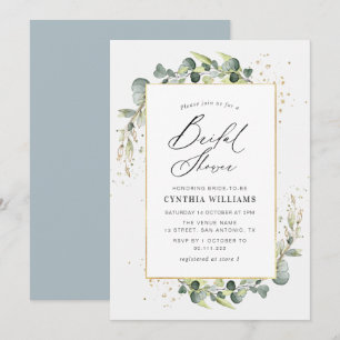 watercolor eucalyptus bridal shower  invitation