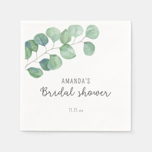 Watercolor eucalyptus bridal shower napkin