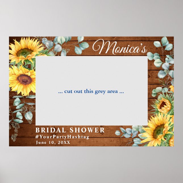 Watercolor Eucalyptus Bridal Shower Photo Frame Poster (Front)