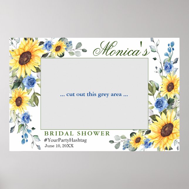 Watercolor Eucalyptus Bridal Shower Photo Frame Poster (Front)
