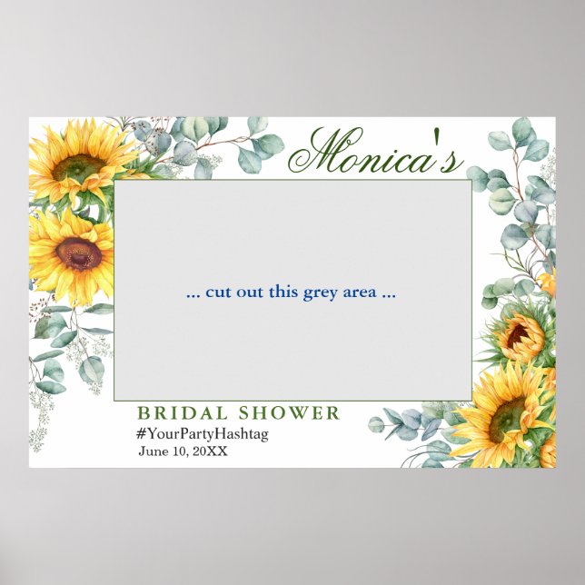 Watercolor Eucalyptus Bridal Shower Photo Prop Poster (Front)