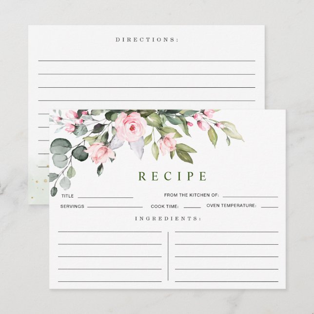 Watercolor Eucalyptus Bridal Shower Recipe Card (Front/Back)
