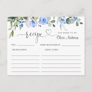 Watercolor Eucalyptus Bridal Shower Recipe Card