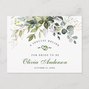 Watercolor Eucalyptus Bridal Shower Recipe Card