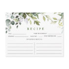 Watercolor Eucalyptus Bridal Shower Recipe Card