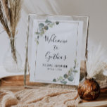 watercolor eucalyptus bridal shower welcome sign<br><div class="desc">beautiful watercolor eucalyptus greenery foliage frame and script text. The text and colours on this sign poster can be edited.</div>